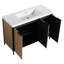 Meuble-lavabo autoportant avec lavabo en résine. Décor moderne. Portes à fermeture en douceur. Vaste espace de rangement. Base en contreplaqué. Style de couleur café. Charnières de porte. Apparence-120658744