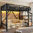 Twin Metal Loft Bed with Storage Stairs, Wardrobe & Shelves, USB Ports and LED Lights, Noise-Reduced Design, Black