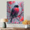 Cardinal oiseau sur une branche de Noël en bois - oiseau, décoration murale