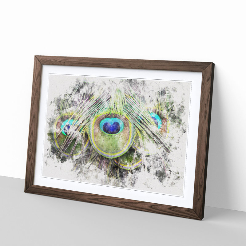 Peacock Feathers - Framed Print, 24cm H x 33cm W x 2cm D, Walnut Framed