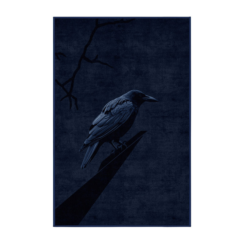 Soft Plush Fiorentino Halloween Modern & Contemporary Abstract Area Rug in Blue – Navy Binding, 3x5