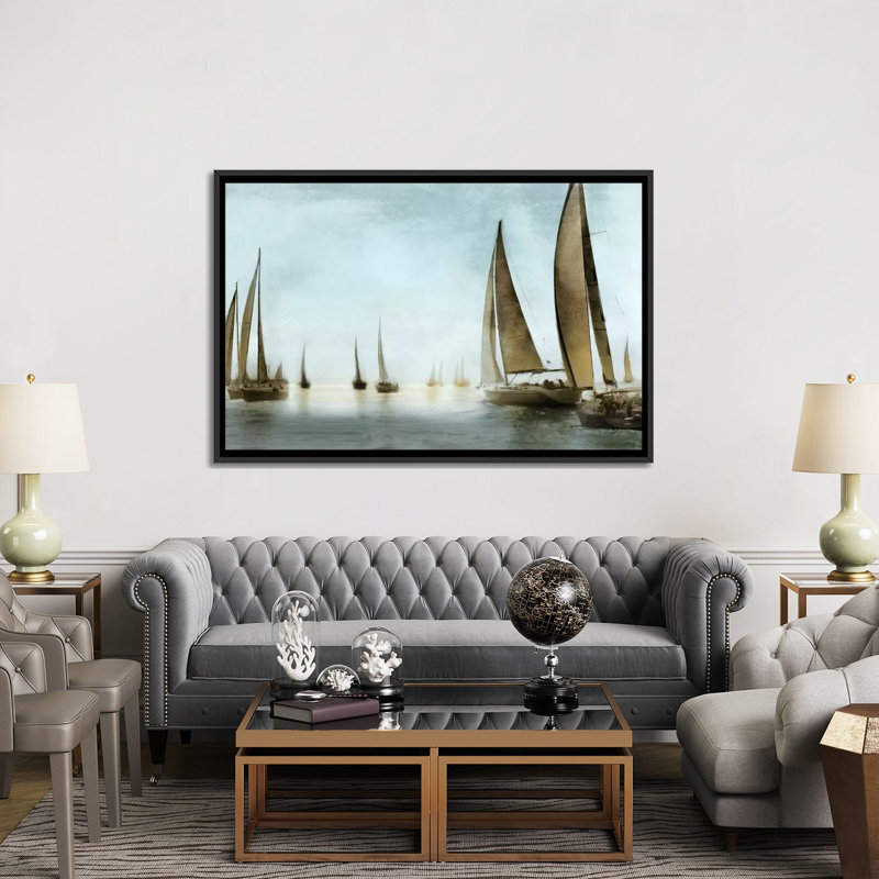 «Golden Sails», reproduction sur toile, Toile avec cadre noir, Pas de tapis, H 32 po x l 48 po x P 1,5 po