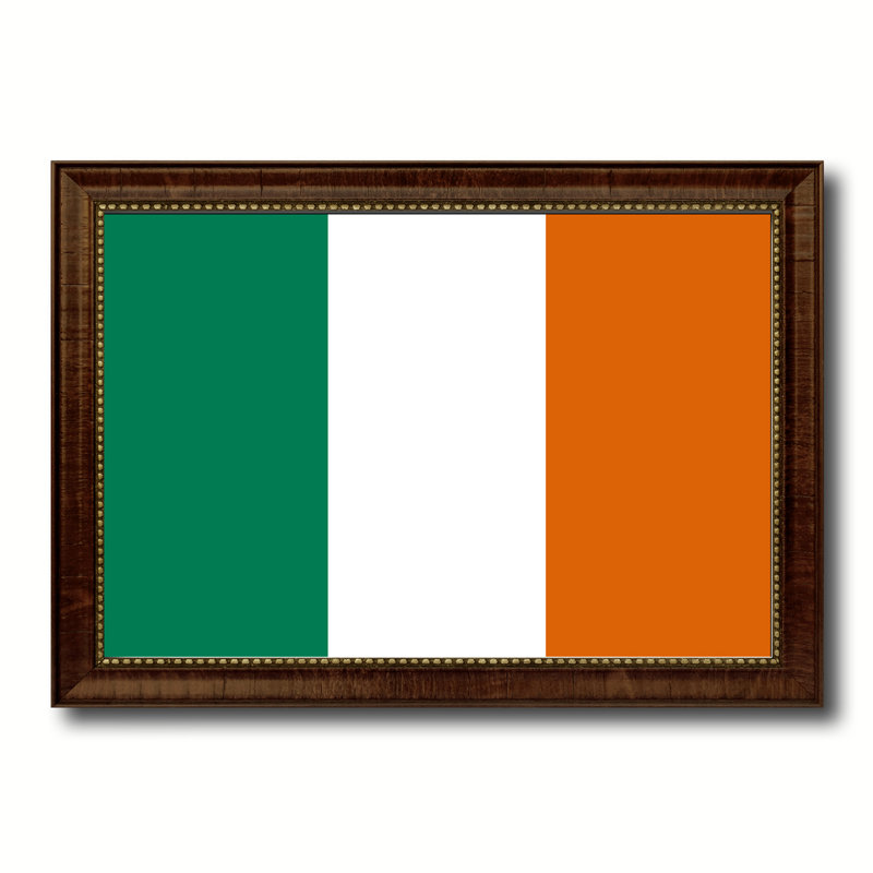 « ireland country flag », impression sur toile encadrée, H 15 po x l 21 po x P 1 po, Encadrement brun