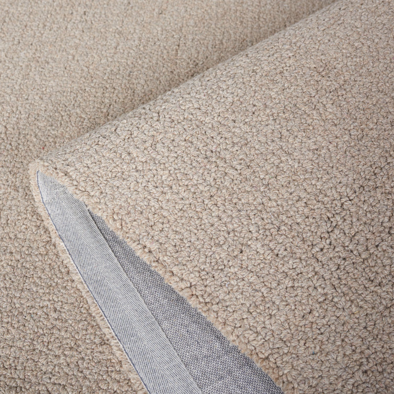 Abstract Hand Tufted Wool/Cotton Solid Colour Rug in Light Brown, Runner 2'3" x 8'