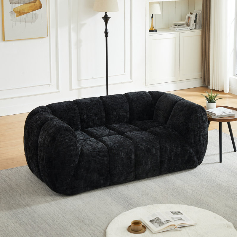 Causeuse en chenille avec coussin moelleux, Noir
