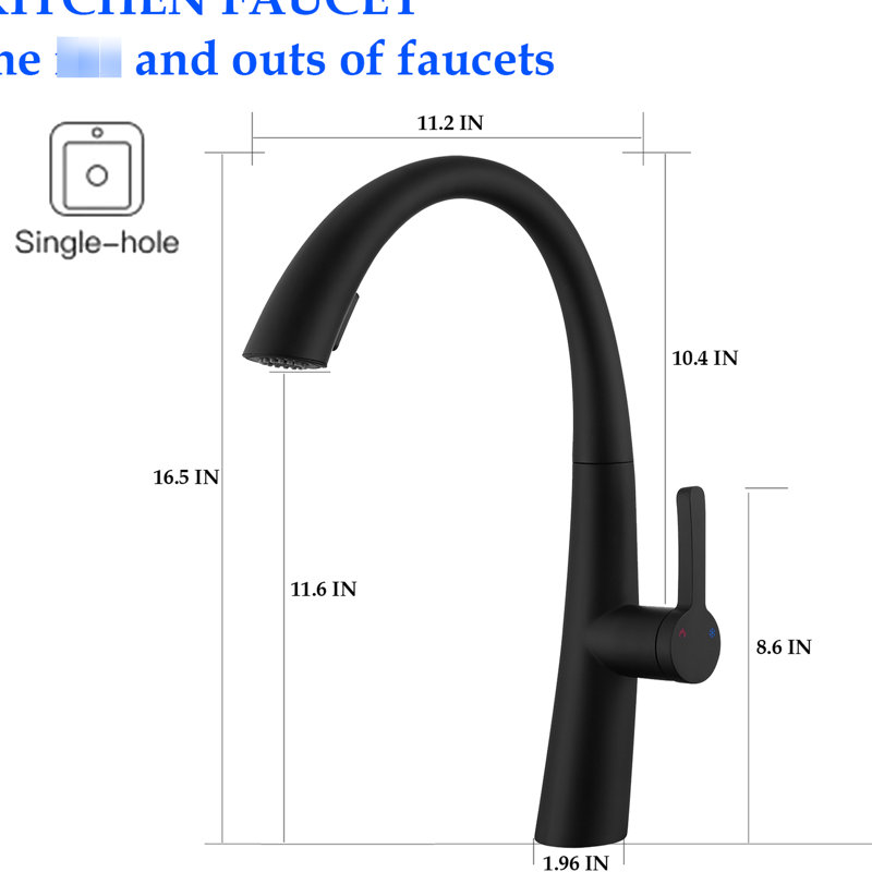 Stainless Steel Pull Out Kitchen Faucet, Matte Black, High Arch Spout, 1.5 Gpm Flow, To Stains Black Flow Rate, 360-Degree Rotation