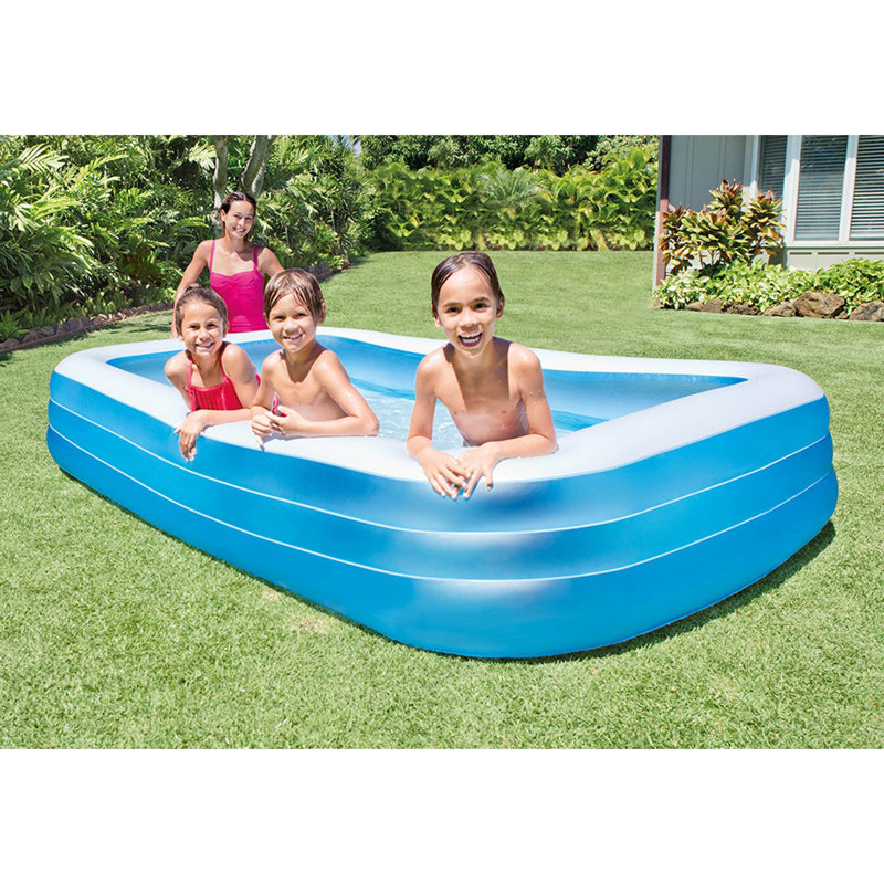Intex Blue and White Rectangular Inflatable Pool Set