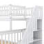 Lit simple superposé au dessus d'un lit double en pin massif avec tablette, blanc - pour un rangement efficace