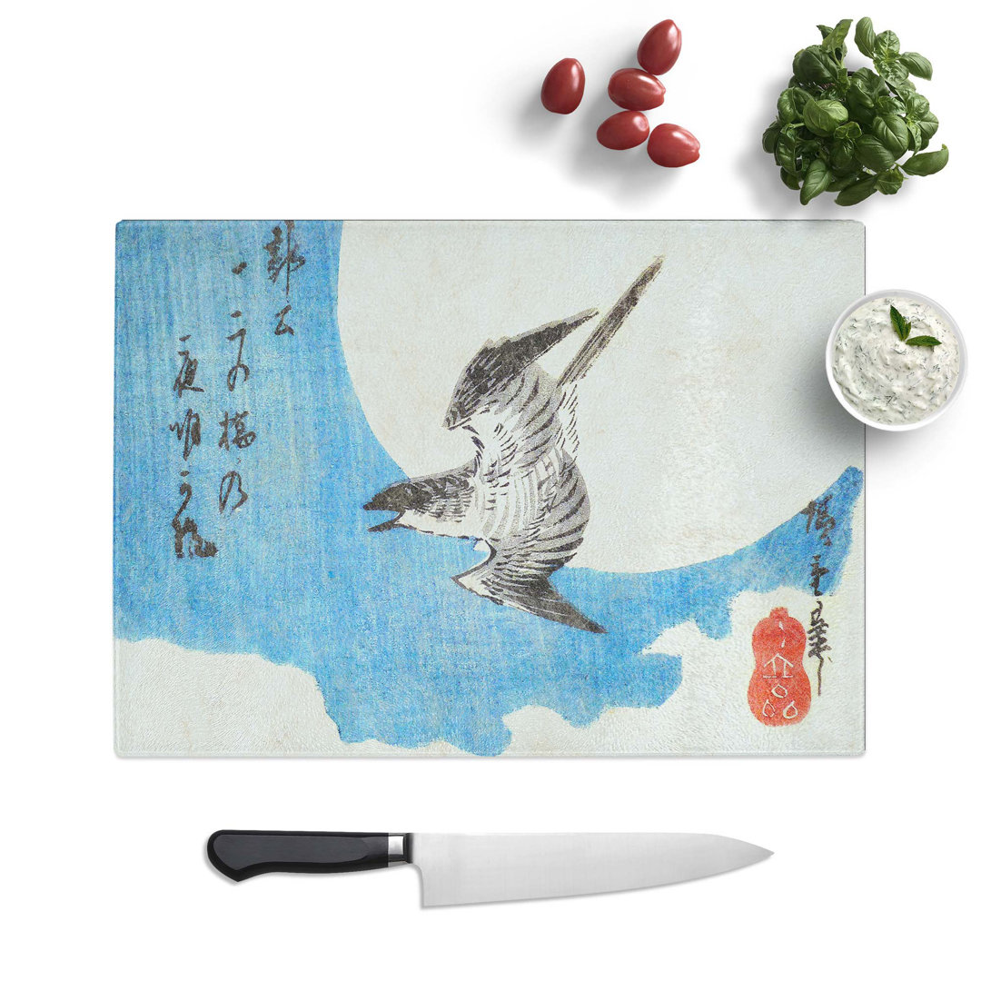 Glass Lesser Cuckoo Bird by Utagawa Hiroshige Chopping Board