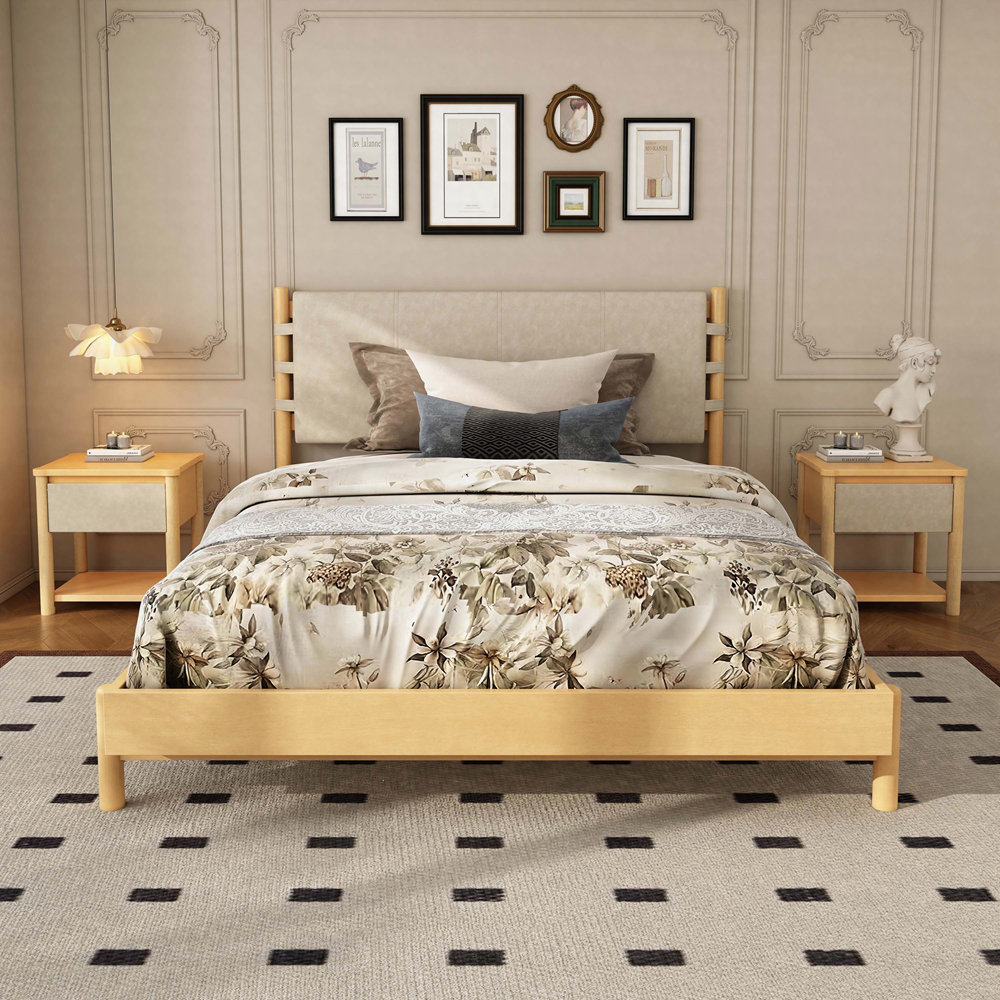 Hokku Designs Complete Bedroom Set: Wood Platform Bed With Headboard ...