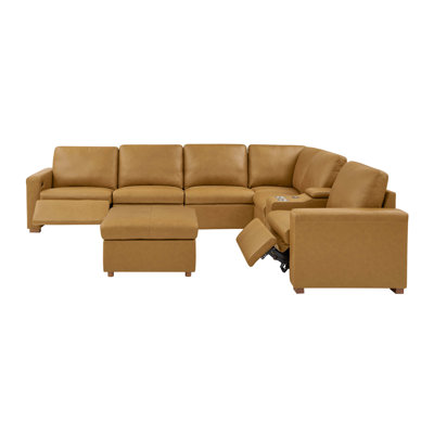 132" W Hudson Recliner Leather-Matched Sectional