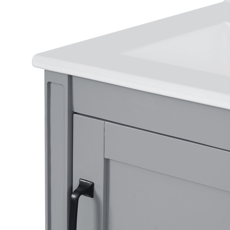 Meuble-lavabo 20 po avec comptoir en céramique, Gris
