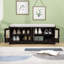 Banc de rangement rustique avec portes en rotin tissé, tablettes réglables et coussin amovible pour le vestibule-1117794408