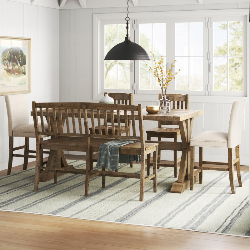 Averie Extendable Solid Wood Top Trestle Dining Set