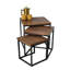Acacia Wood Round Set Hand Carved 3 Piece Nest of Tables 