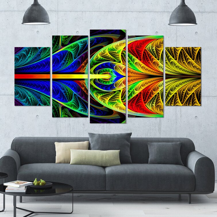 DesignArt Colorful Stained Glass Texture On Canvas 5 Pieces Print | Wayfair