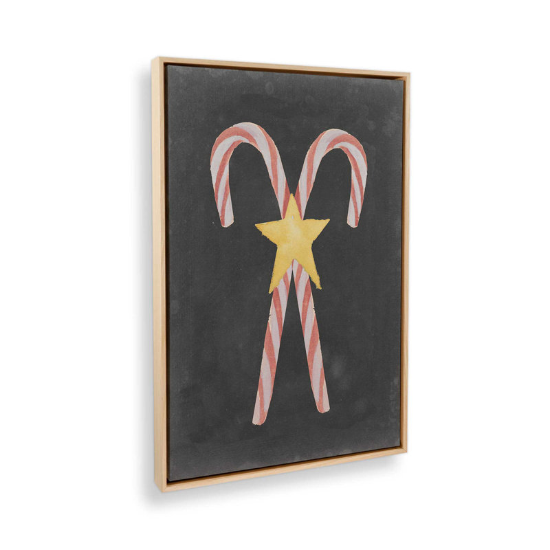 Candy Cane Magic Print on Canvas, 30.75" H x 20.75" W, Brown Floater Framed