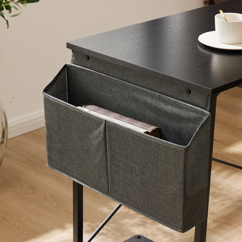 Desk and Chair Set: L-Shaped Computer Desk and Mesh Office Chair, Black Chair/Black Desk