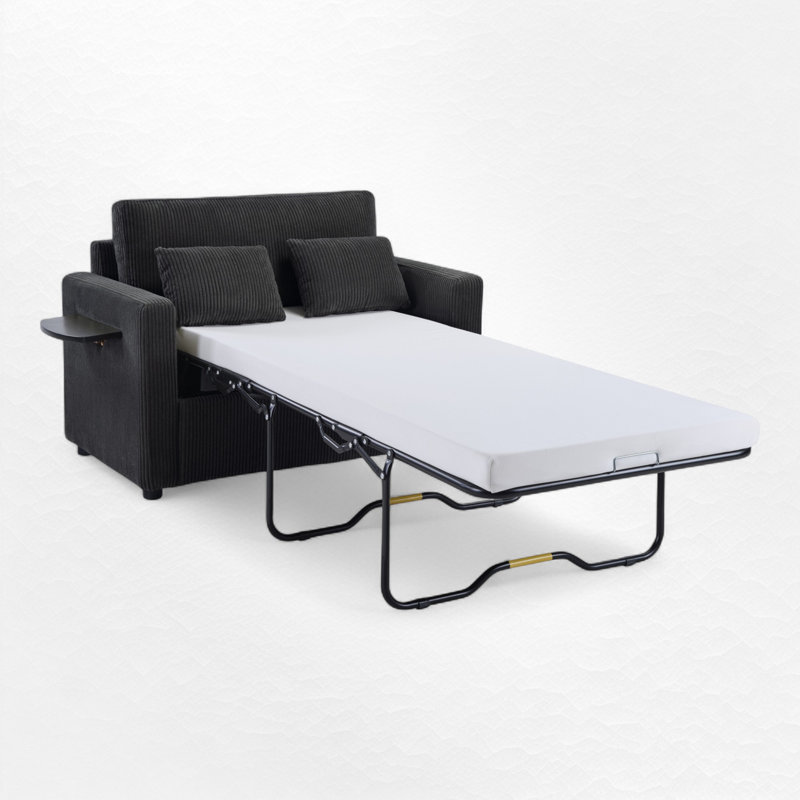 Canapé-lit avec ports USB, Noir