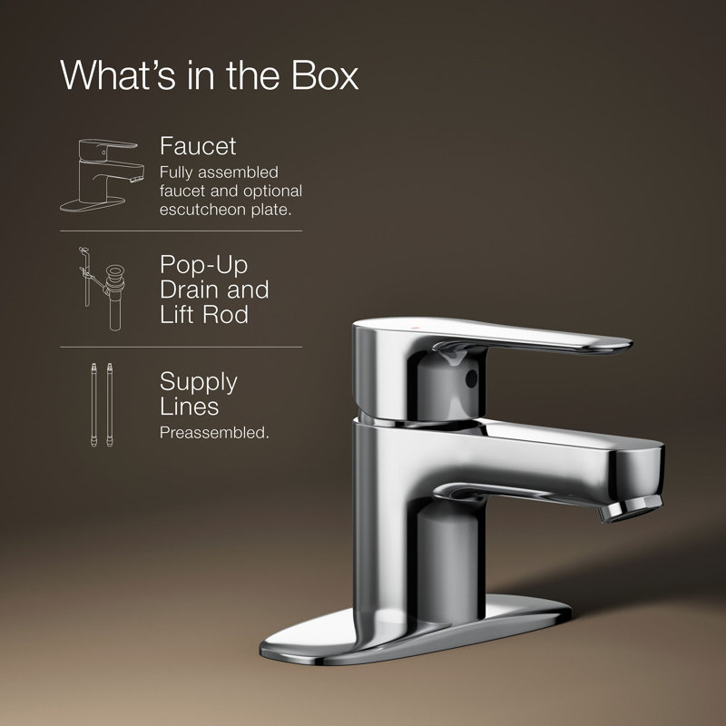 July Single-Handle Bathroom Sink Faucet with Escutcheon, Polished Chrome