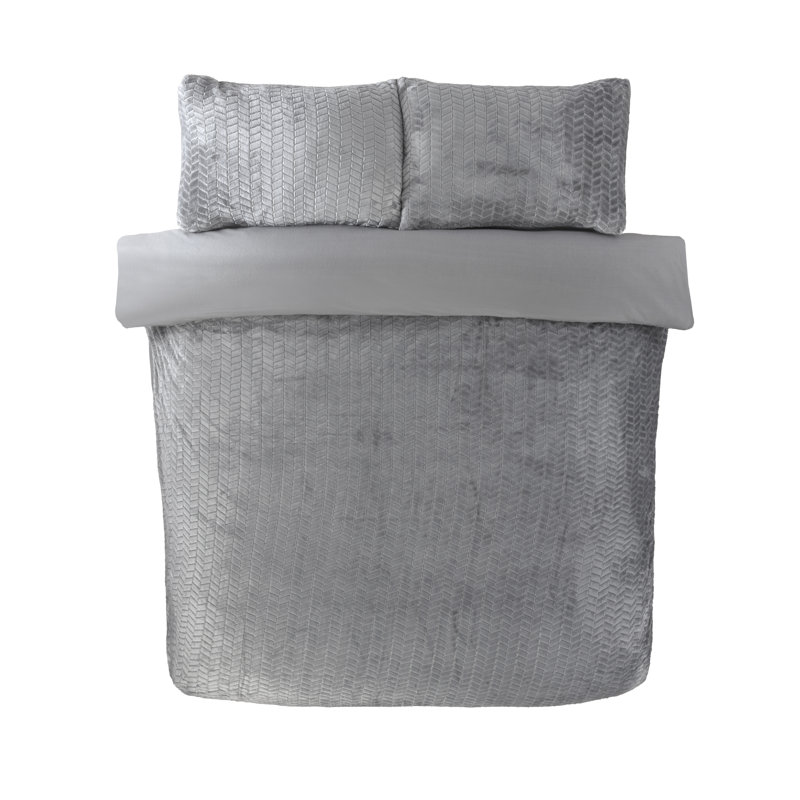 Chevron Fur Polyester Chevron Duvet Cover Set with Pillowcases Included, Blue Chevron