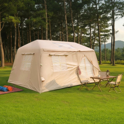 11 m ² Inflatable Tents for Camping, Blow Up Tent with Hand Pump, Easy Setup InflatableTent 4 Season Tent, Waterproof Oxford Air Glamping Tents for Camping Adult 4/6/8 Person