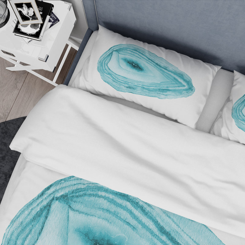Géode minérale turquoise - ensemble de housse de couette moderne - microfibre de polyester