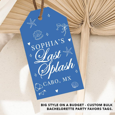 Custom Last Splash Favor Tags, Blue Mermaid Beach Bachelorette Favor Tags, 20 Pack