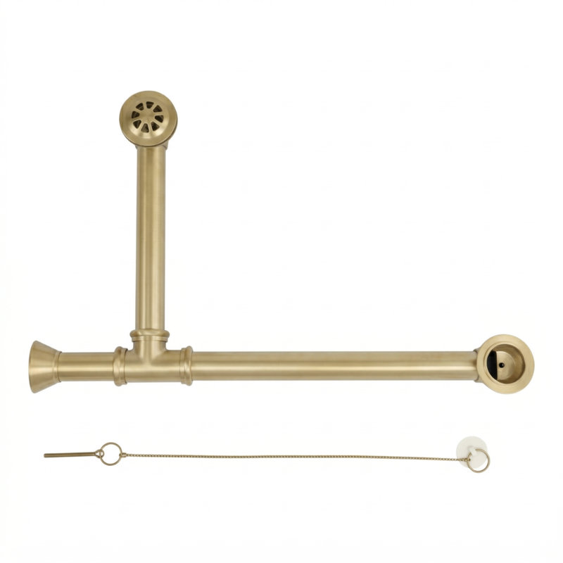 Drain de baignoire avec trop-plein Toe Tap P0007E par Strom Living, Laiton brut non laqué