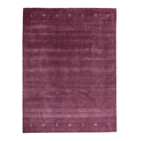 Gabbeh Wool Striped Area Rug in Plum/White