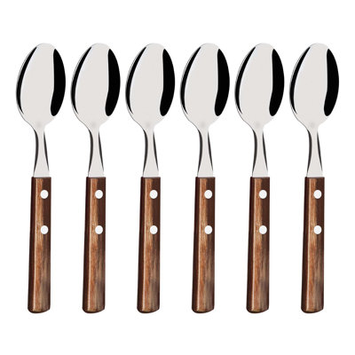 Tramontina Dishwasher-safe Wooden Handle 6 Pcs. Table Spoon Set