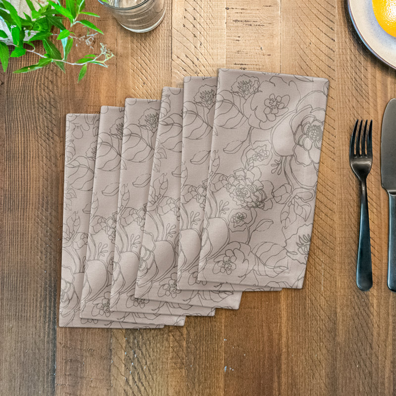 Floral Rectangular Napkin, Tan