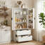Armoire de cuisine 72 po avec 2 grands tiroirs et un support à épices à 8 portes, organisateur de rangement autoportant pour salle de bain, salle à manger, bureau, entrée, blanc