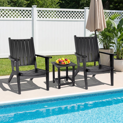 Ensemble bistro de patio 3 pièces - Chaises d'extérieur avec table d'appoint, en PEHD. Parfait pour un balcon, une véranda, un jardin ou une terrasse.