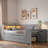 Modern Daybed With Storage Shelves, Drawers, Trundle, Charging Station, Led Light, Desk And Cabinet-1320795325