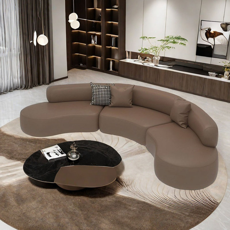 Canapé de loisir nordique luxueux, H 29,52 po x l 141,73 po x P 35,43 po, 6, Café