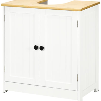Space Under Sink Bathroom Chest Of Drawers, Double Doors And Adjustable Shelf For Wall Mount White Cabinetry , Cabinet