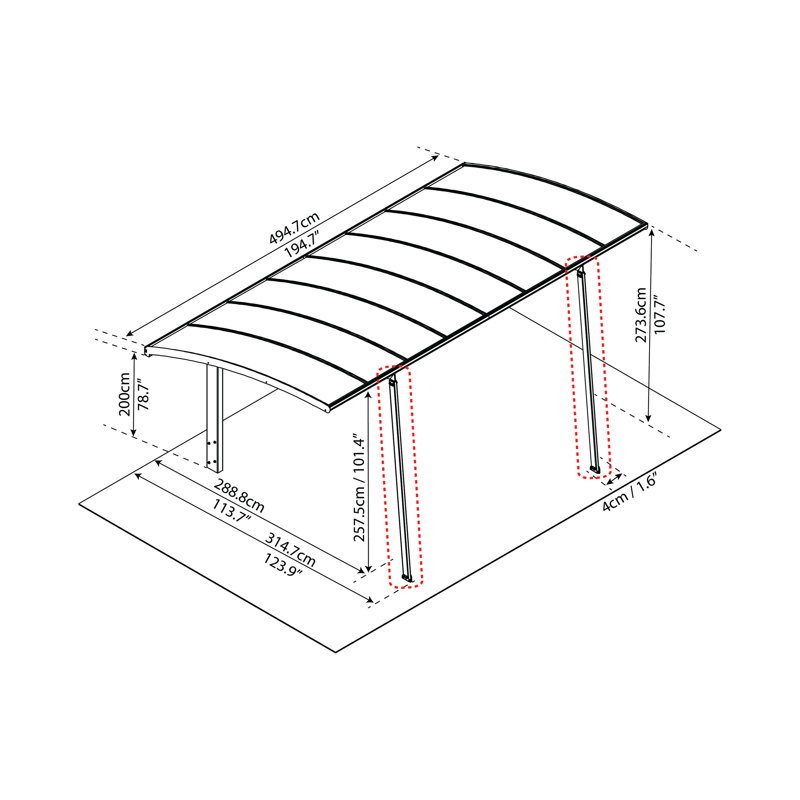 Palram - Canopia Arizona Carport Winter Support Hardware Kit