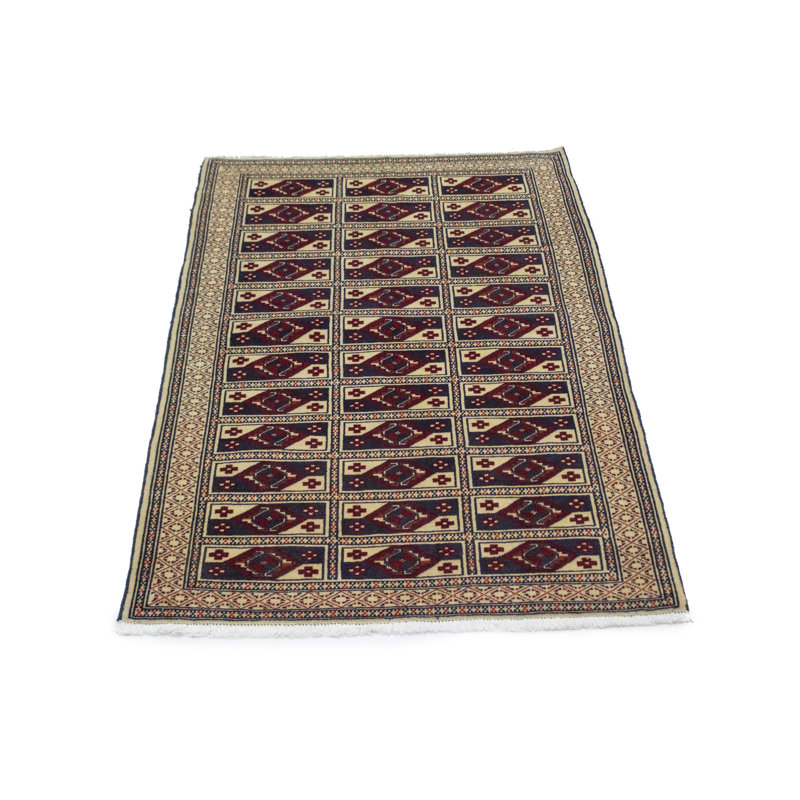 Tapis oriental crème / rouge en laine noué à la main