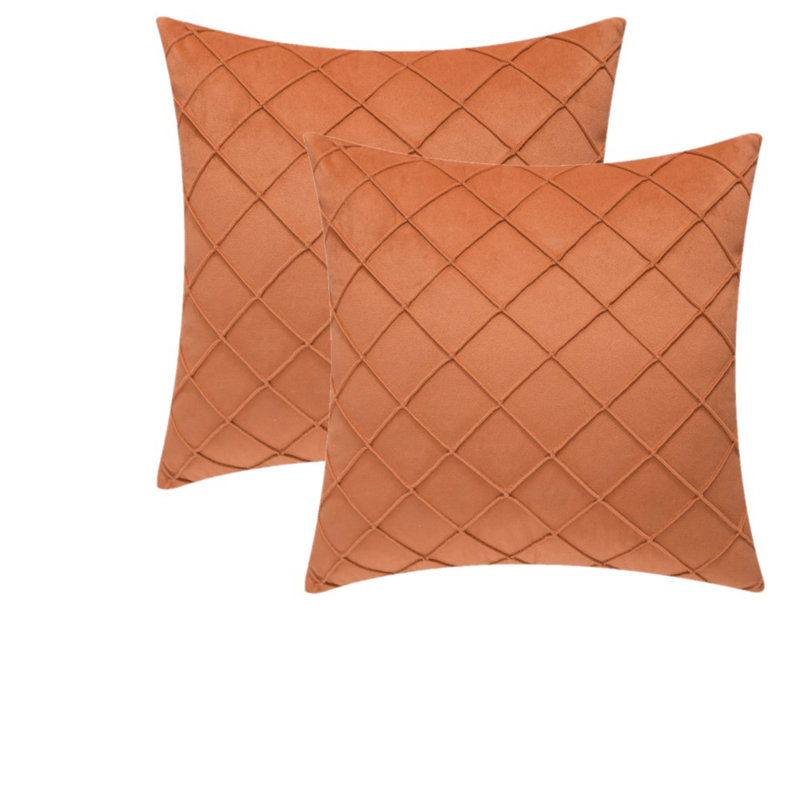 Coussins décoratifs en velours, sans insertions, 20 po x 20 po, Orange, Carré