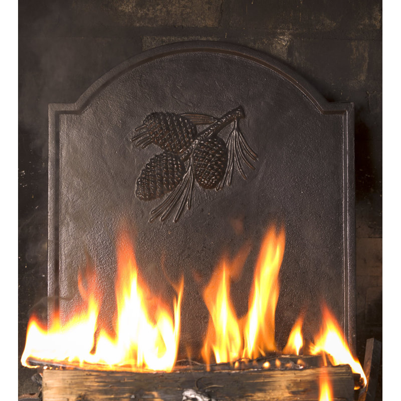 Cast Iron Fireback with Pine Cone Design