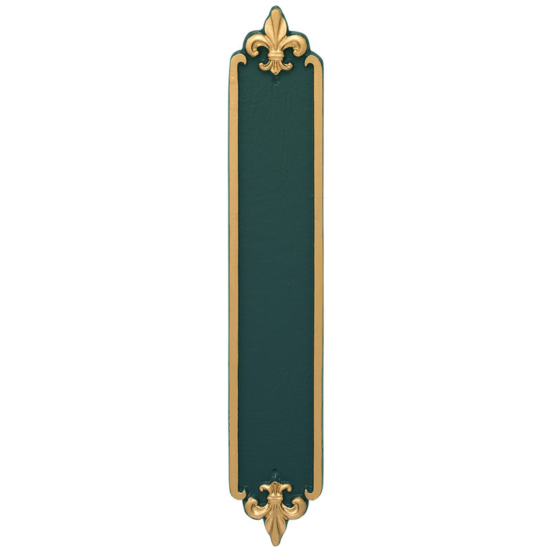 Plaque d’adresse murale sur 4 lignes Fleur de Lis, Vert chasseur / Or, Oui