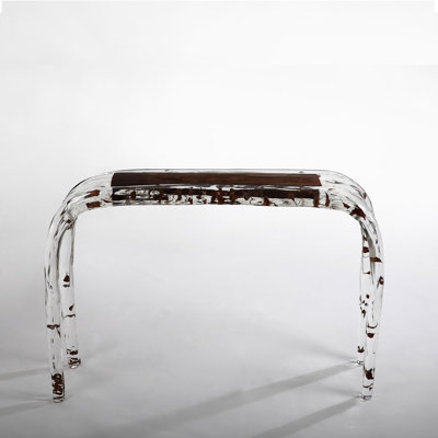 Console moderne en acrylique transparent avec branches en bois naturel DAINTE | Table d'appoint de luxe pour hall d'entrée