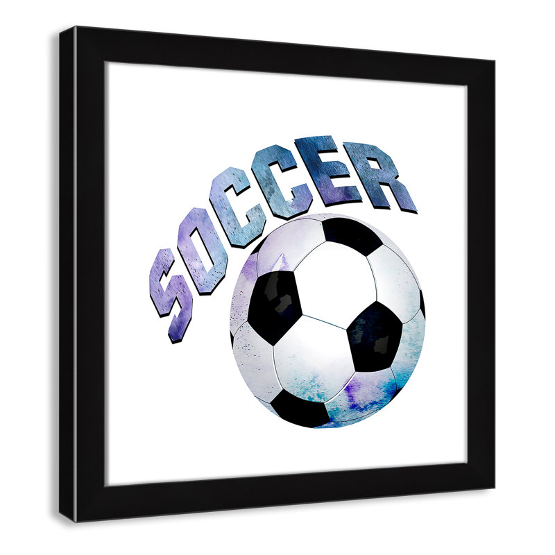 Fille de football 1, H 24,5 po x l 24,5 po x P 0,63 po, Cadre noir
