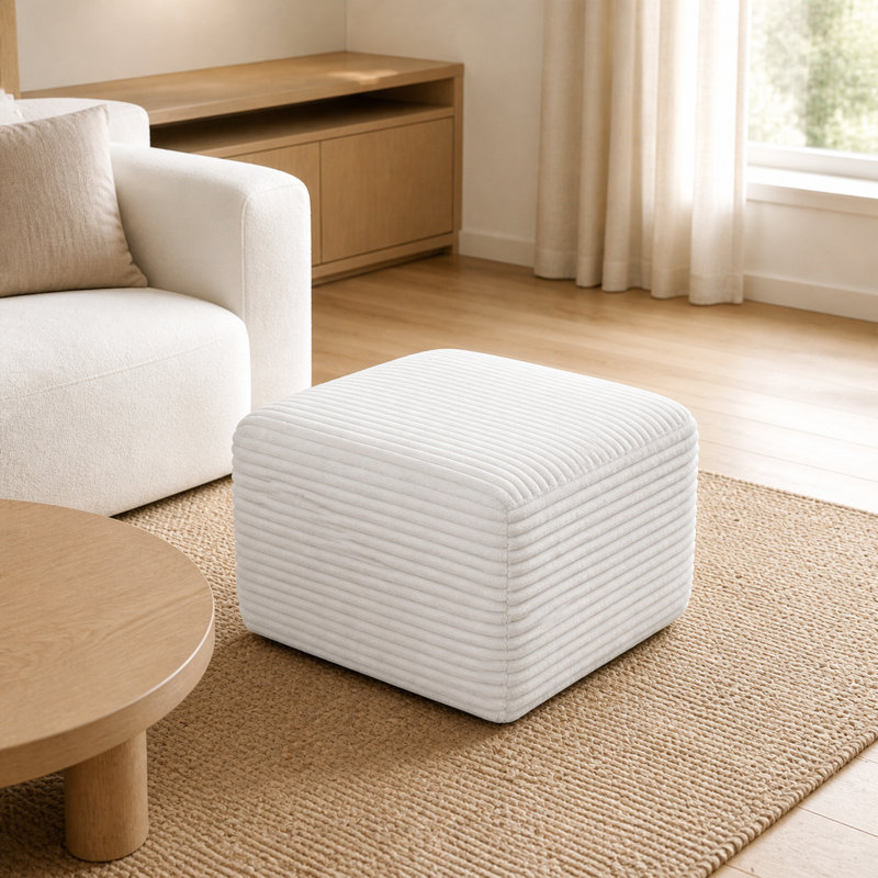 Repose-pieds rembourré avec rembourrage doux, White, White