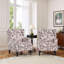 Fauteuil d'appoint à oreilles et garniture cloutée à motif floral prune Duward Rococo-1080254196