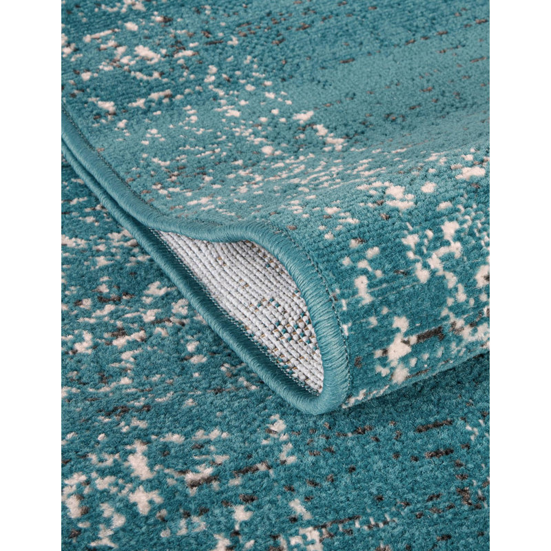 Tapis bleu sarcelle Dota, Rectangle 7 pi 10 po x 10 pi