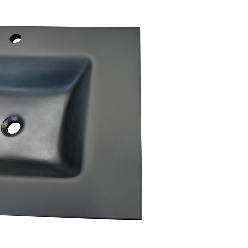 31'' Black Concrete Single Bathroom Vanity Top with Rectangular Sink