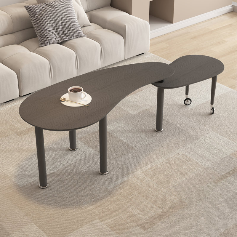 Tables basses gigognes rotatives 2 pièces Crescent, 19.7" H x 21.7" W x 47.2" D, Grey