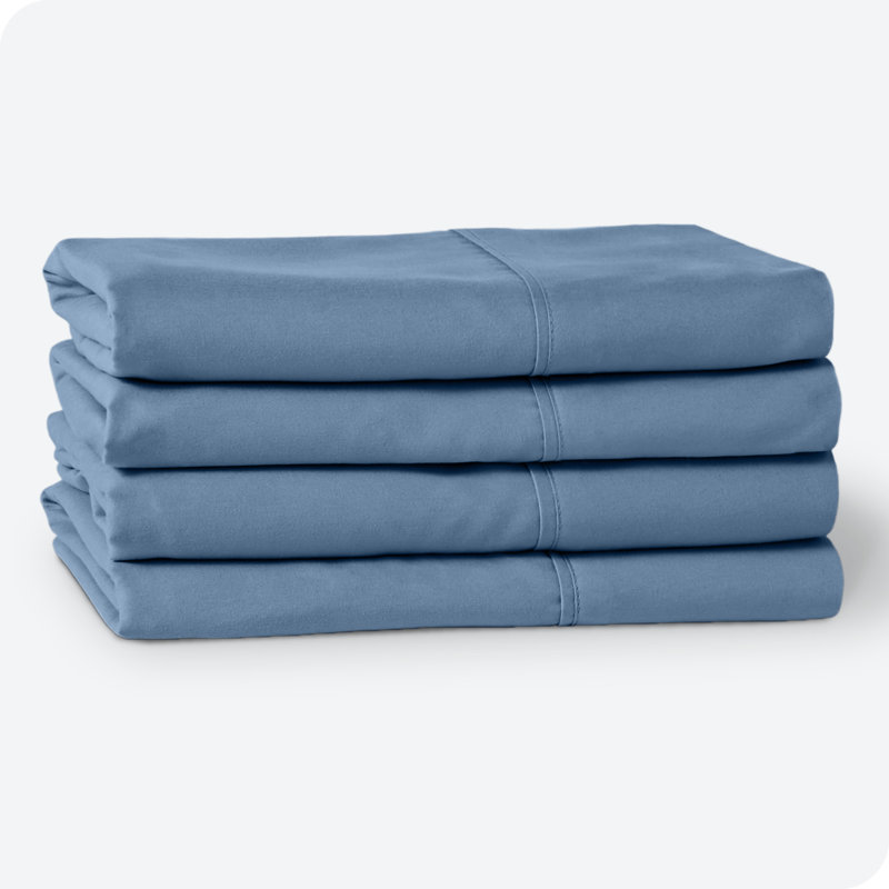 Coronet Blue Cotton Hypoallergenic Standard Pillowcases Set of 4
